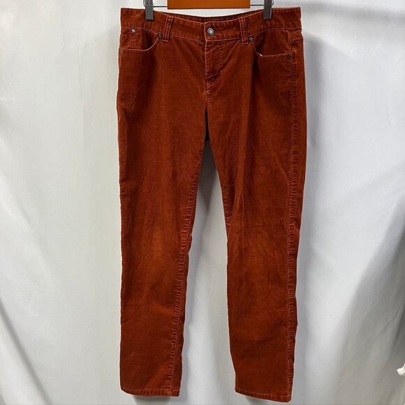 Talbots Petites Women 8p Signature Stretch Corduroy Straight Pants Orange Preppy - Picture 2 of 15
